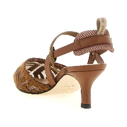 Brown Polyamide Mid Heel Pumps