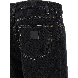 Black Cotton Tapered Jeans
