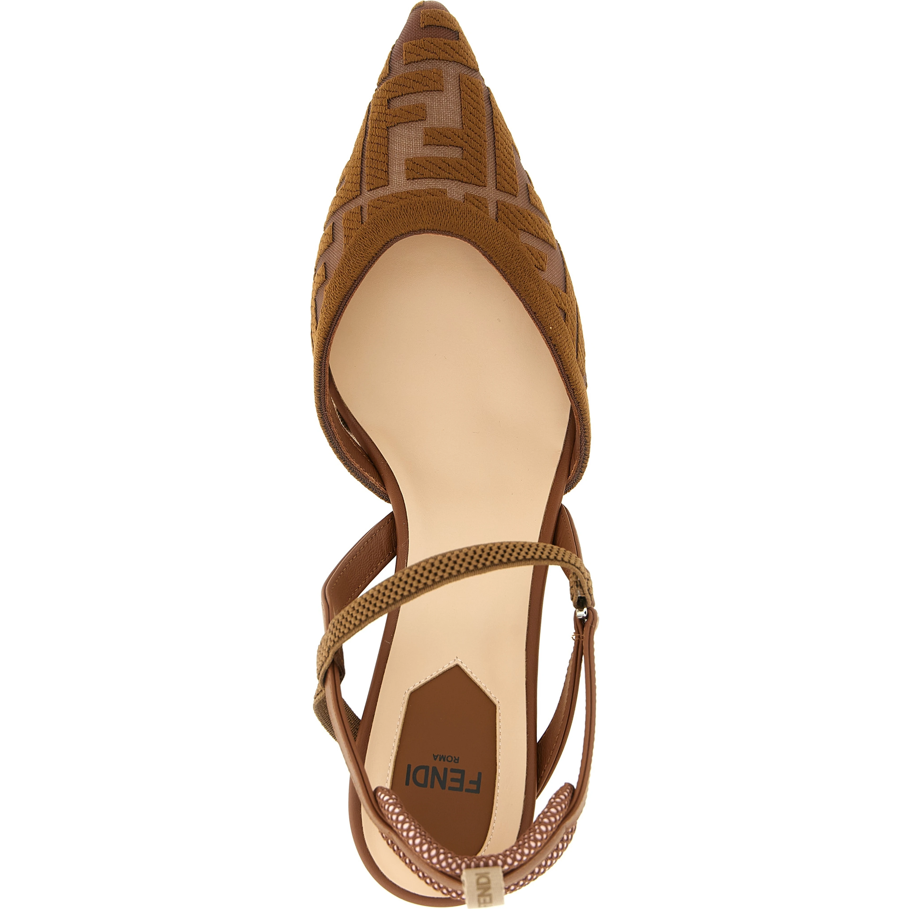 Brown Polyamide Mid Heel Pumps