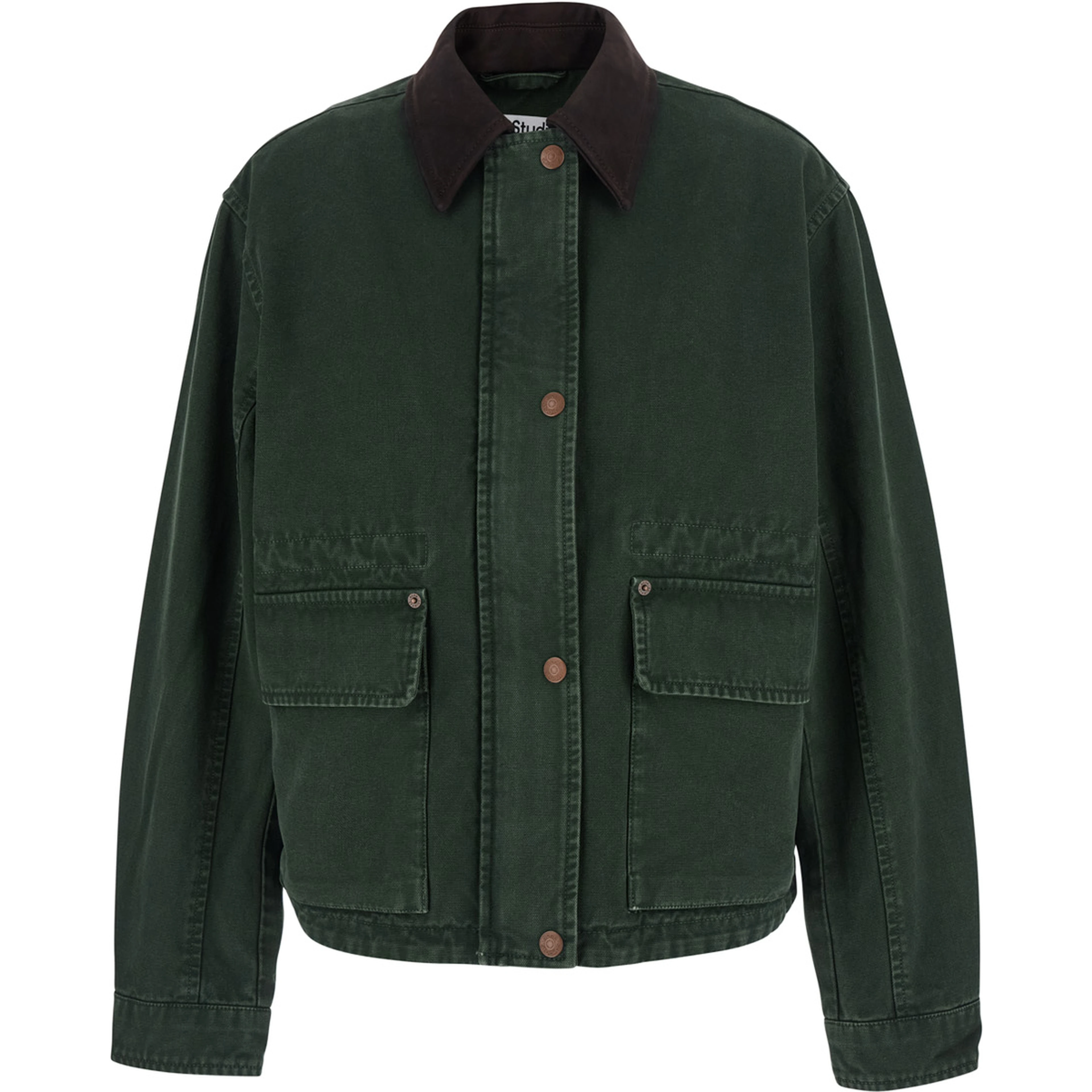 Jacket Green with Front Zip Closure and Side Pockets in Sturdy Cotton