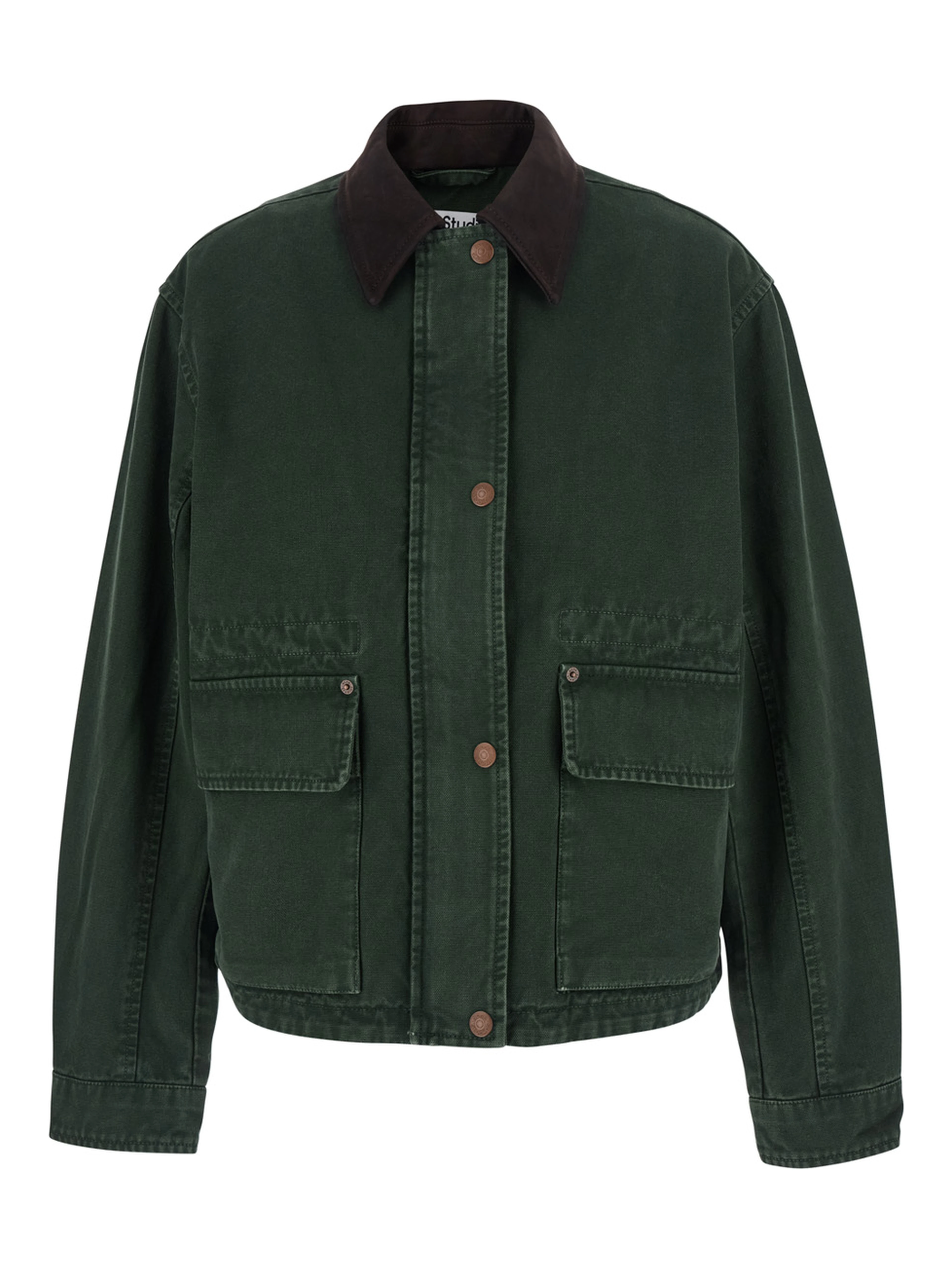 Jacket Green with Front Zip Closure and Side Pockets in Sturdy Cotton