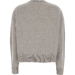 Sweater ARGYLE CRWENECK with round neck and long sleeves in cashmere Beige woman