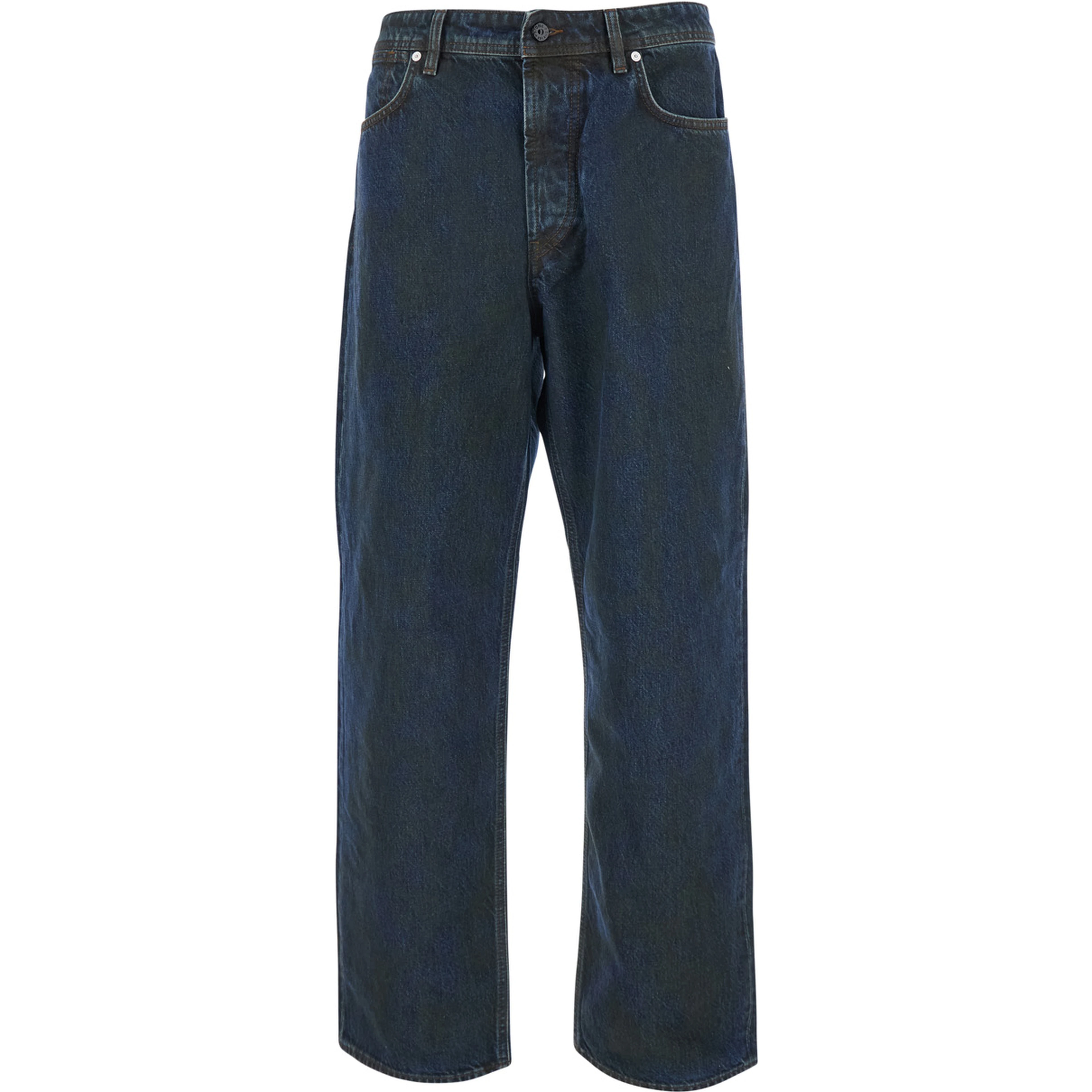 Loose Denim with pockets and brown patch for men
