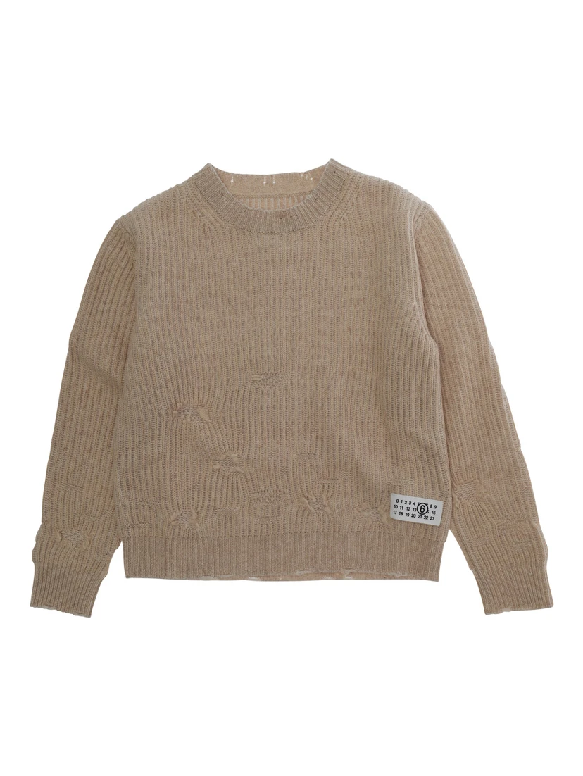 Knitwear with round neck and long sleeves in brown for Boy