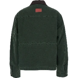 Jacket Green with Front Zip Closure and Side Pockets in Sturdy Cotton