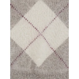 Sweater ARGYLE CRWENECK with round neck and long sleeves in cashmere Beige woman