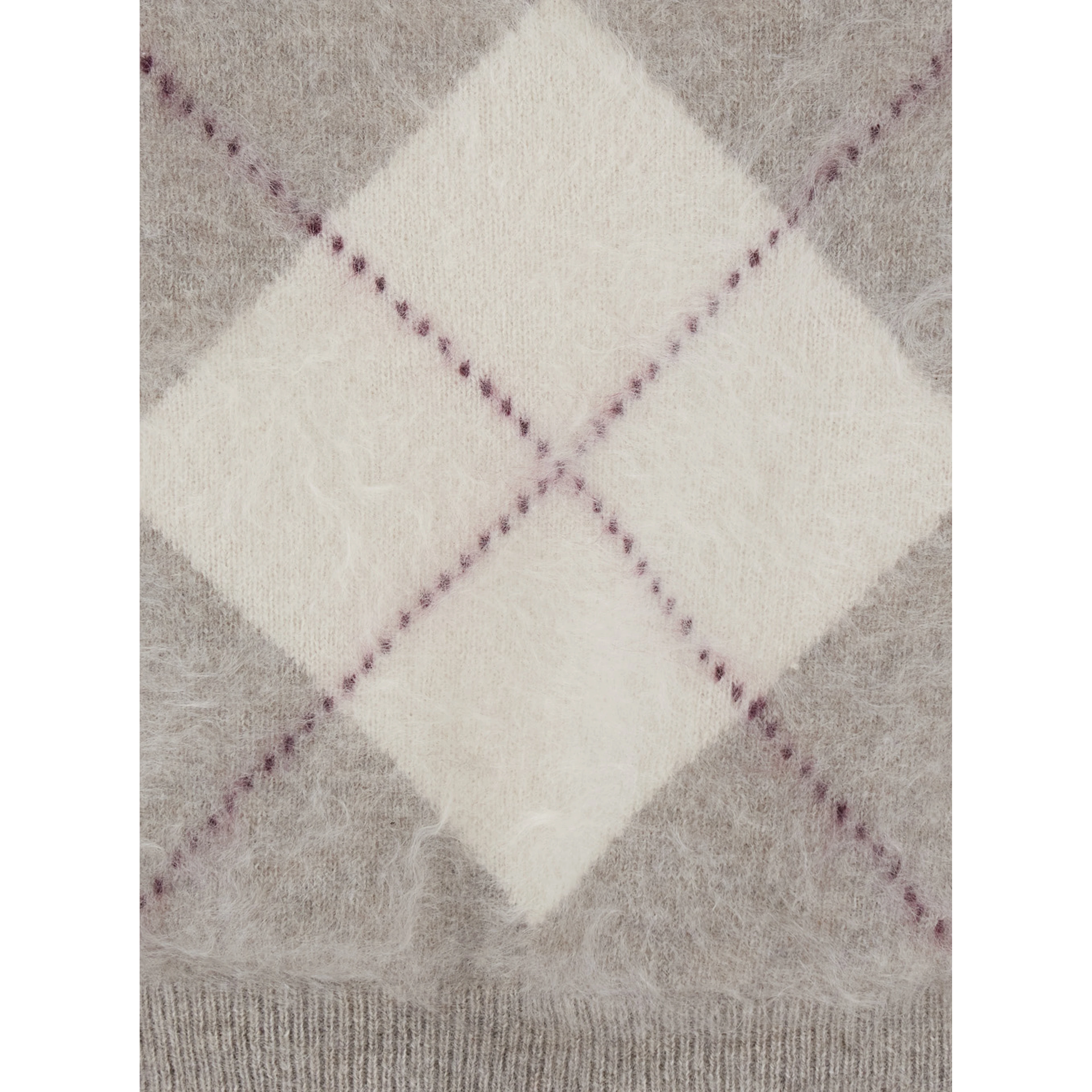 Sweater ARGYLE CRWENECK with round neck and long sleeves in cashmere Beige woman