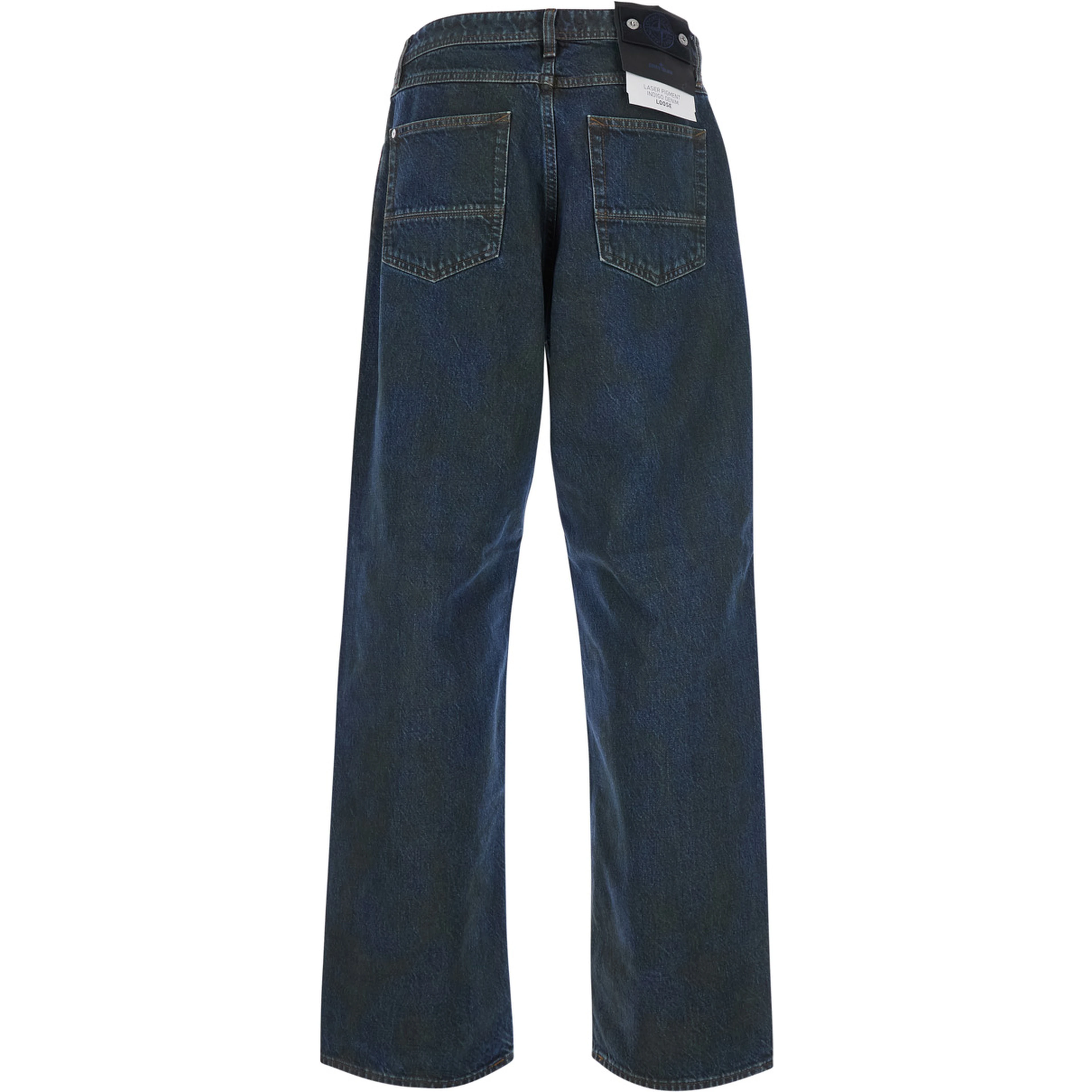 Loose Denim with pockets and brown patch for men