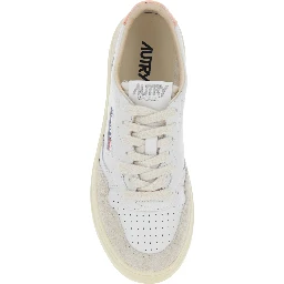 Medalist Low White Sneaker with Contrast Heel in Leather for Women