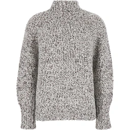 ASPROMONTE Sweater with V-neck and long sleeves in brown acrylic fabric for women