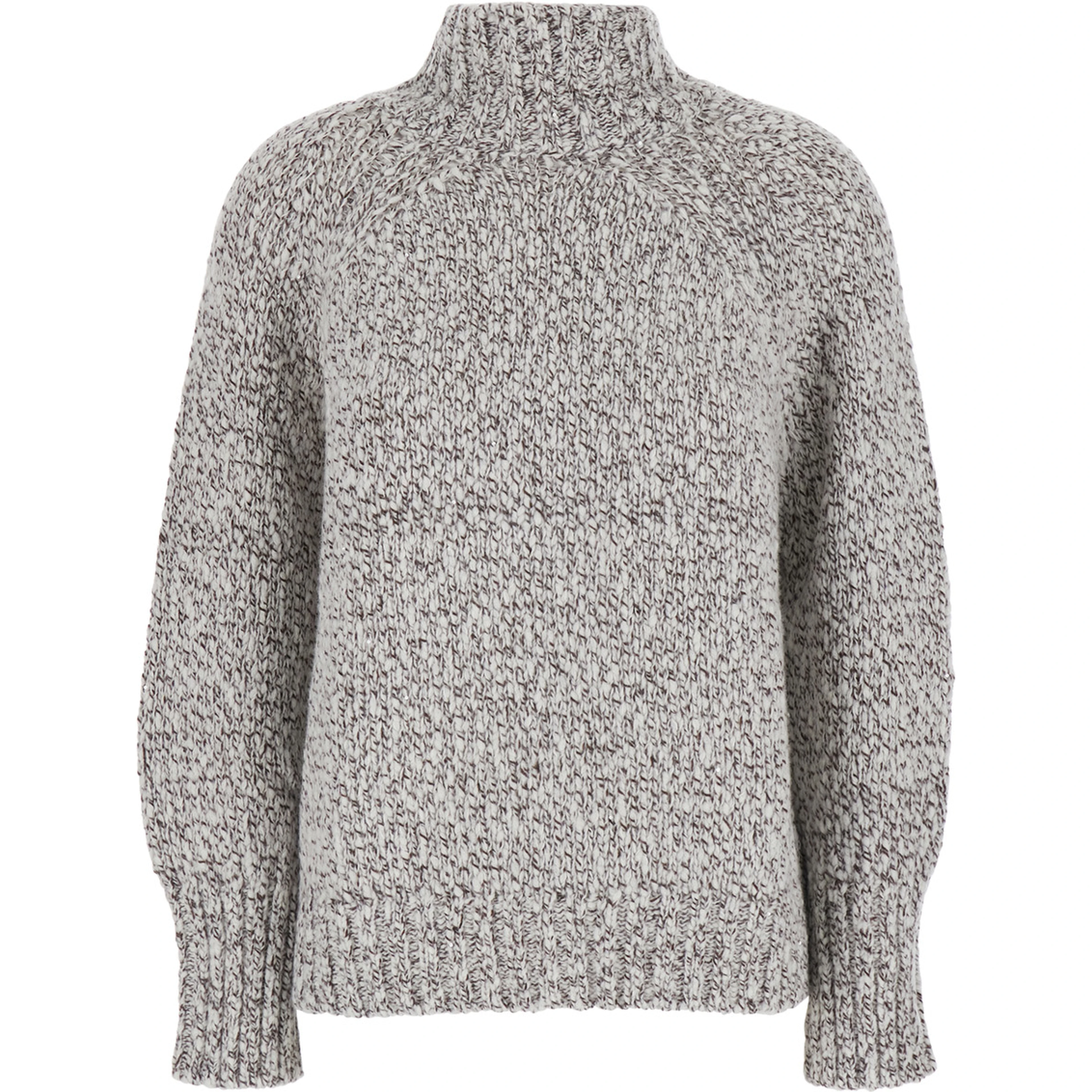 ASPROMONTE Sweater with V-neck and long sleeves in brown acrylic fabric for women