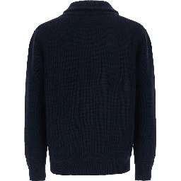 Lapel Jacket ML Blue with Notched Revers and Button Closure in Wool Men