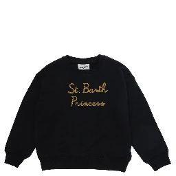 MC2 SAINT BARTH KIDS crewneck sweatshirt with long sleeves and tech fabric in cotton and polyester, black for women
