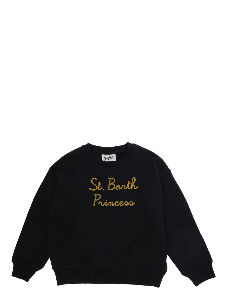 MC2 SAINT BARTH KIDS crewneck sweatshirt with long sleeves and tech fabric in cotton and polyester, black for women