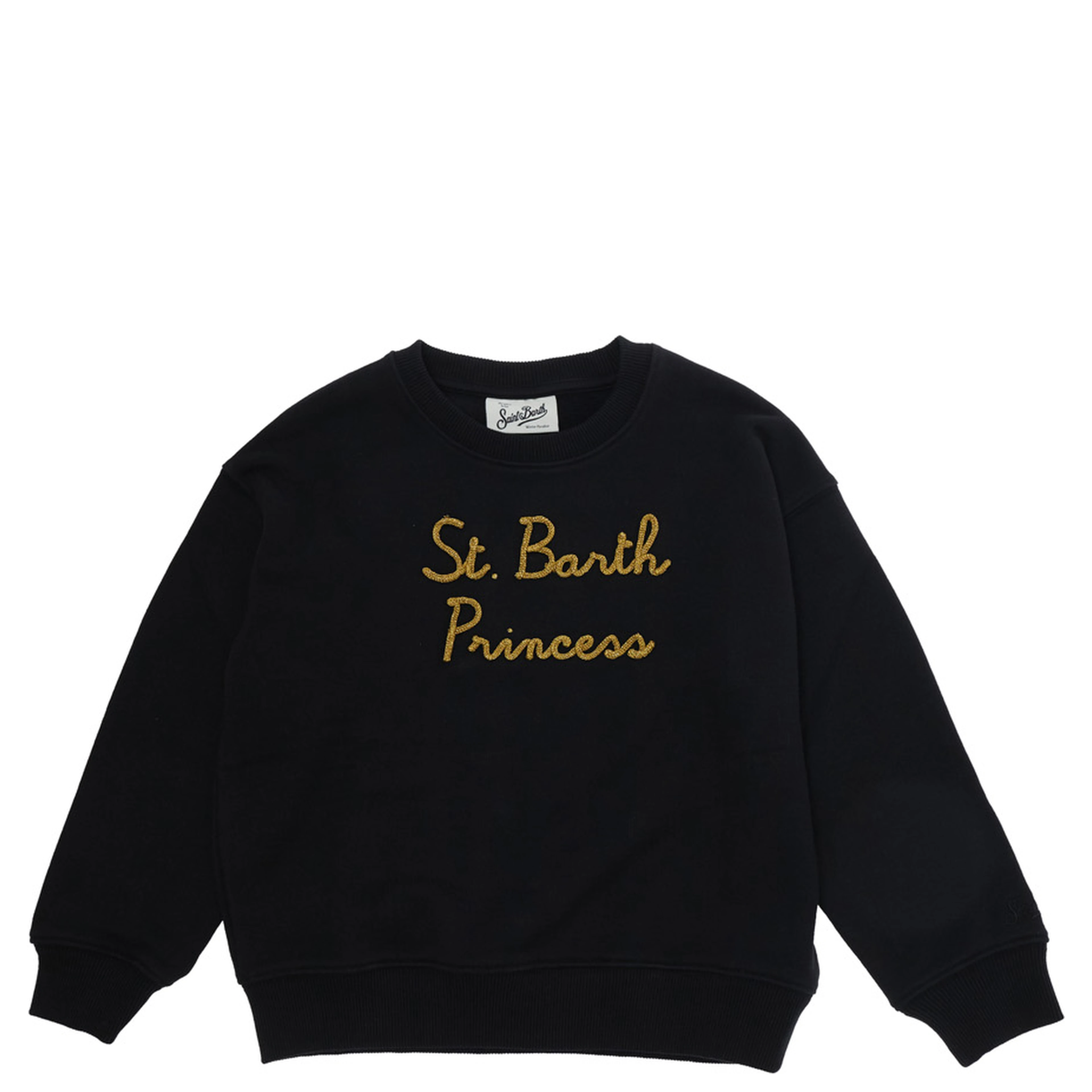 MC2 SAINT BARTH KIDS crewneck sweatshirt with long sleeves and tech fabric in cotton and polyester, black for women