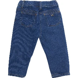 Boys blue denim trousers with 58 pockets in Tessuto