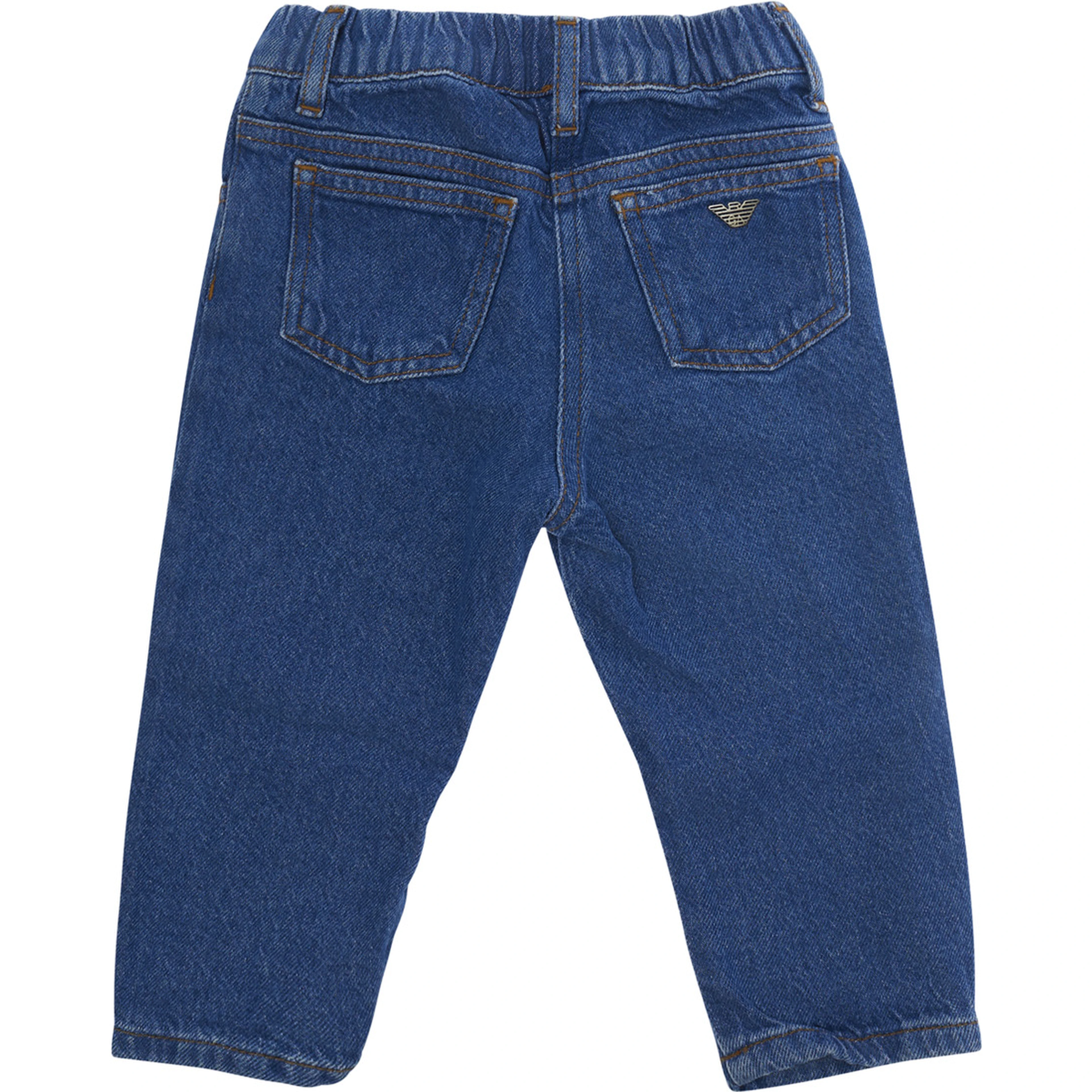 Boys blue denim trousers with 58 pockets in Tessuto