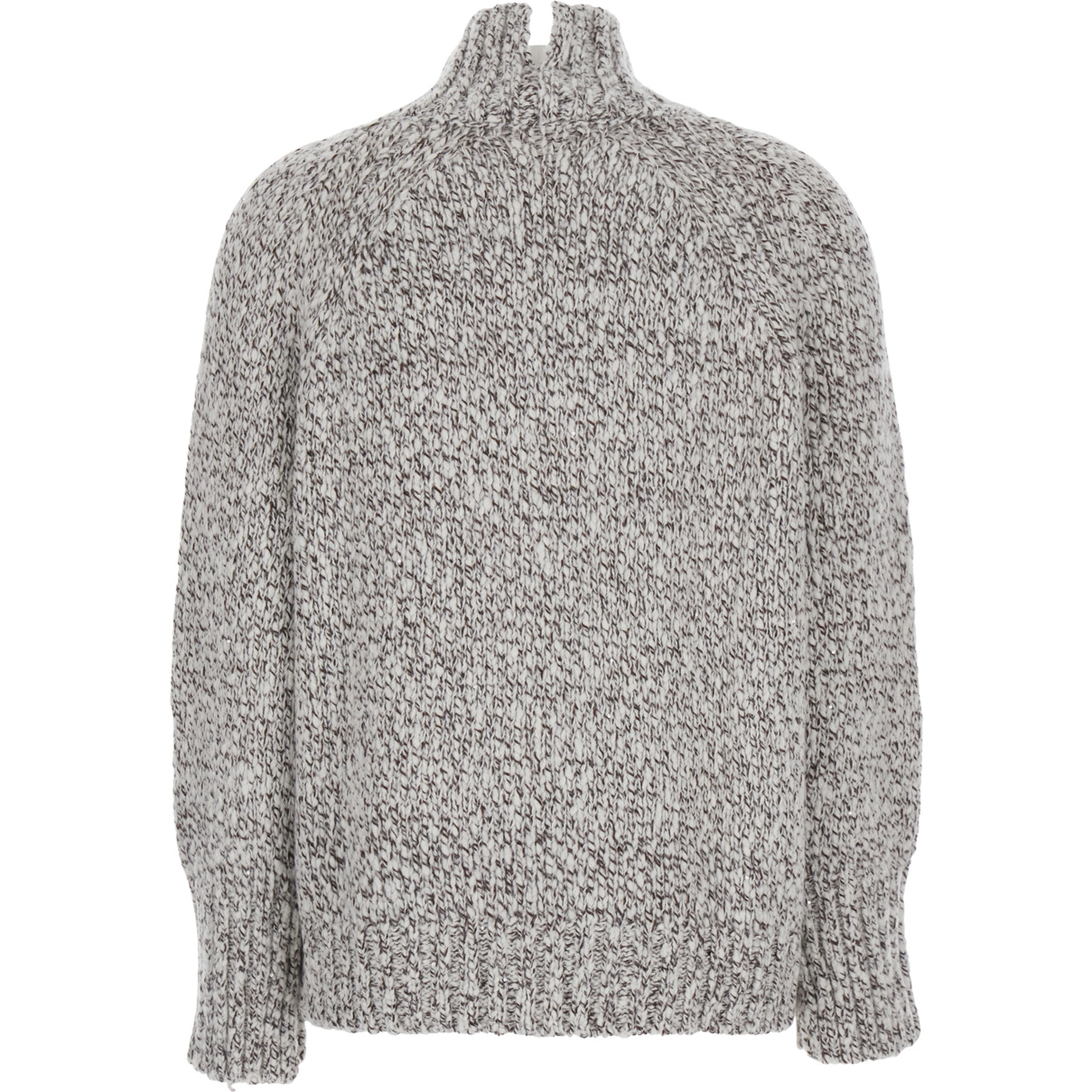 ASPROMONTE Sweater with V-neck and long sleeves in brown acrylic fabric for women