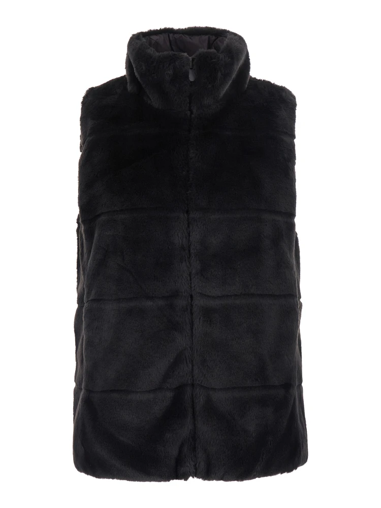 Vest NIVES FURY reversible with high collar and pockets Brown Unisex