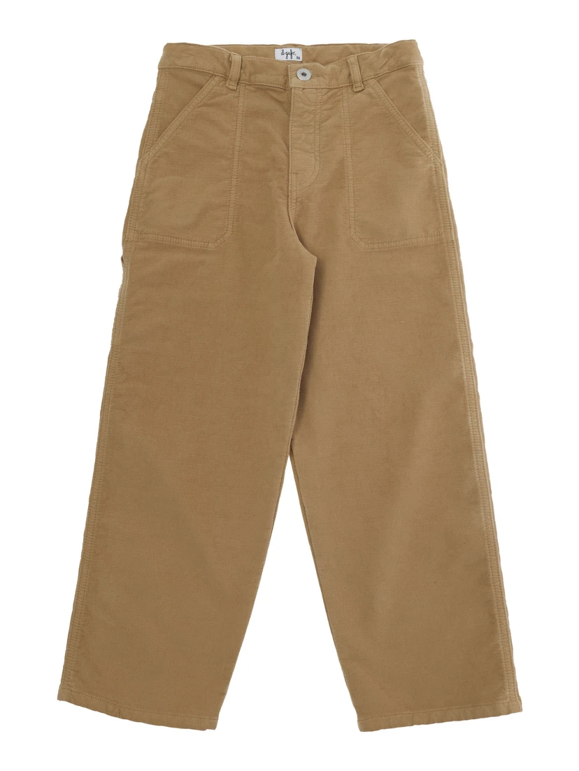Long pants with pockets and straight hems in Brown fabric for Boy