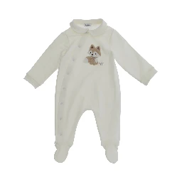 FOOTED ONESIE with collar and long sleeves in White Girl