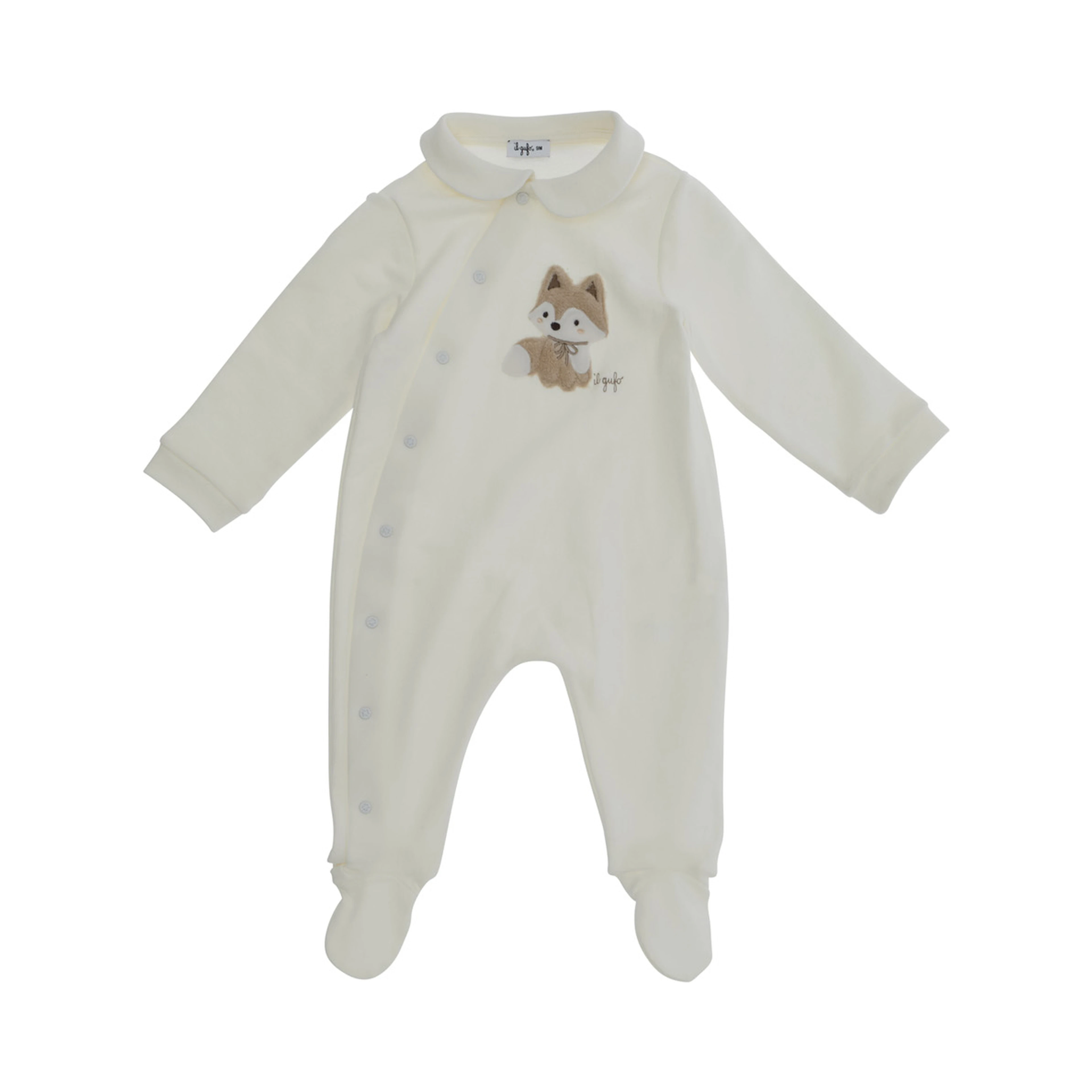 FOOTED ONESIE with collar and long sleeves in White Girl