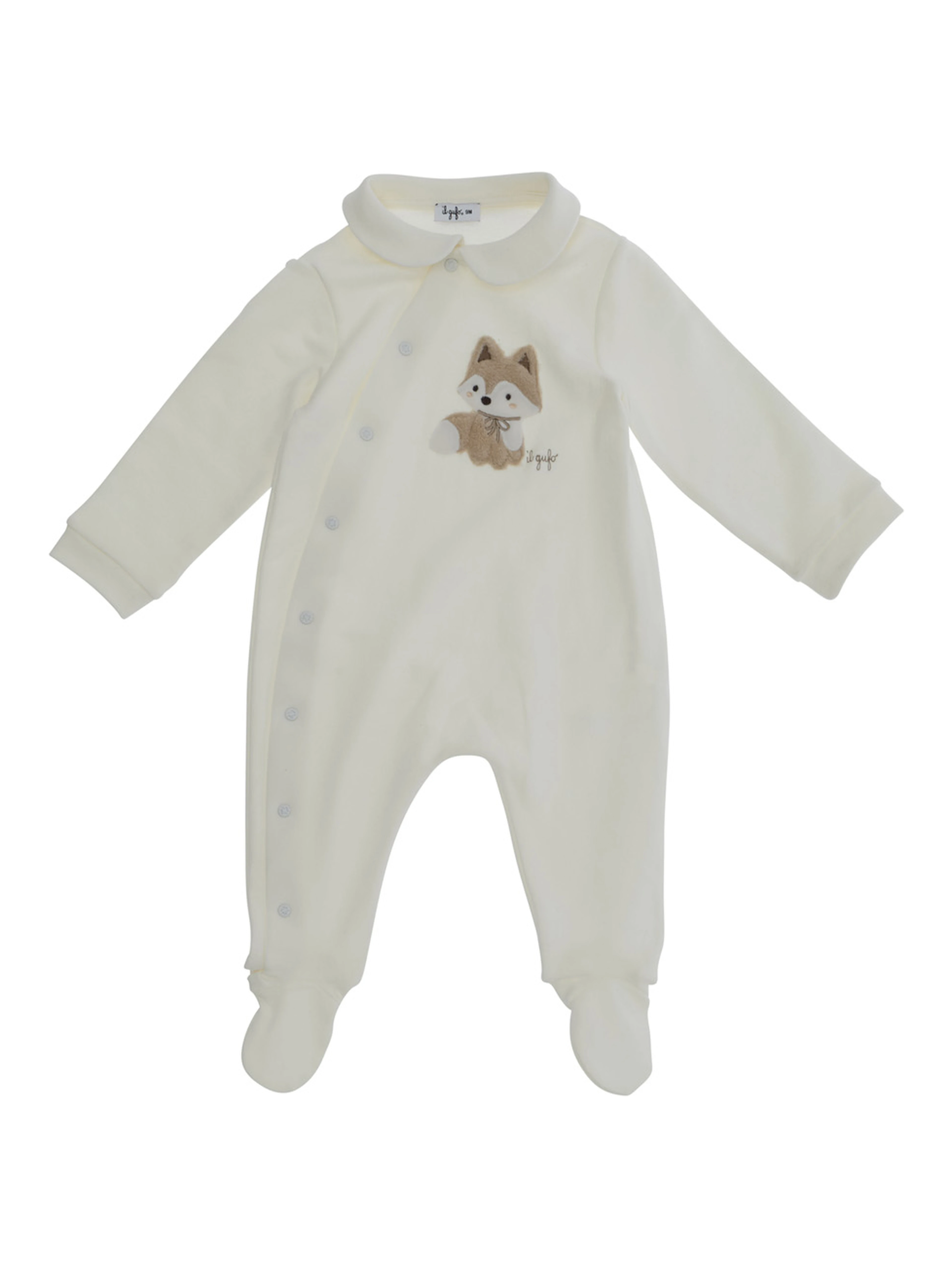 FOOTED ONESIE with collar and long sleeves in White Girl