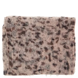 Beige Scarf with All-Over Print in Cashmere for Women