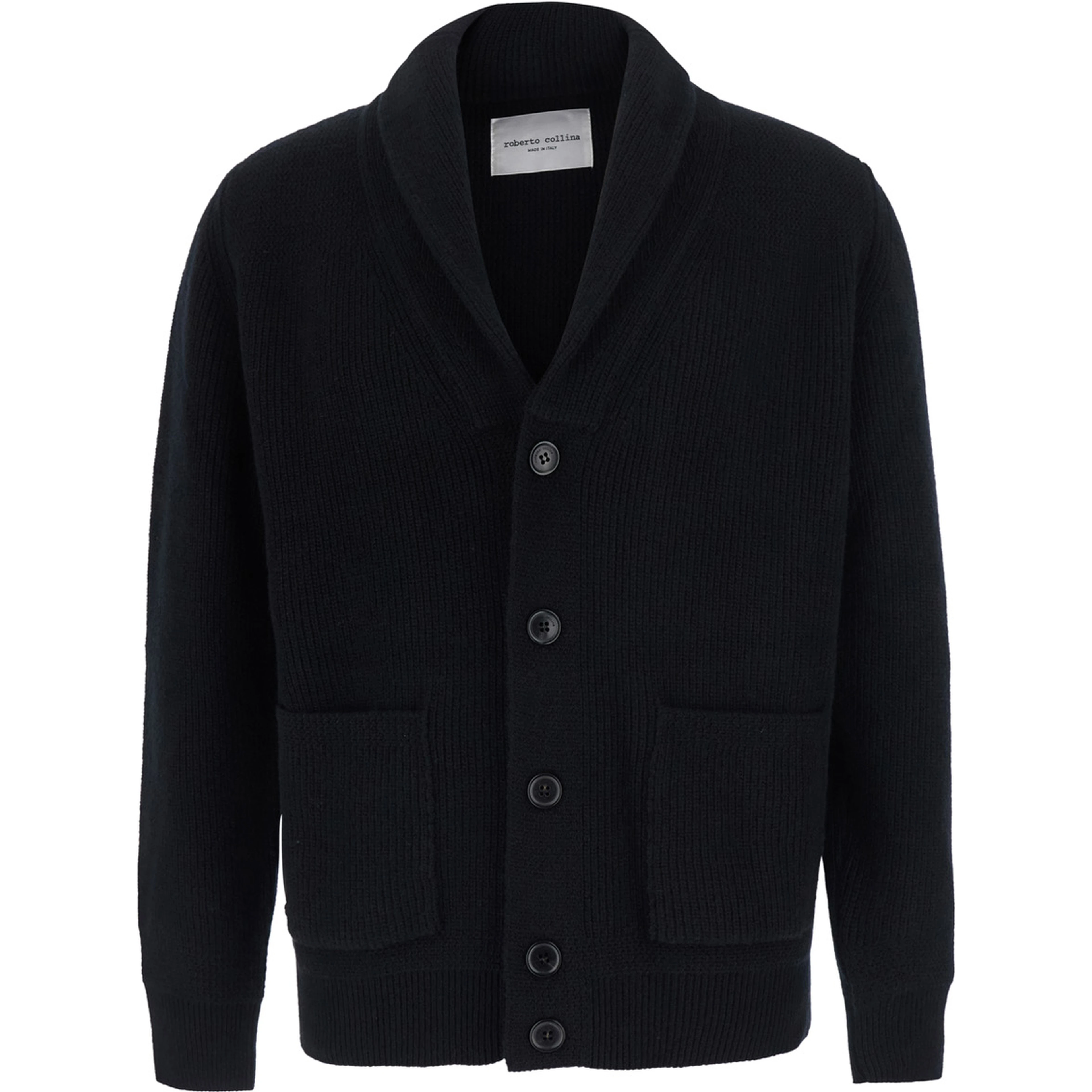 Lapel Jacket ML with Notched Revers and Front Closure in Black in Wool Men