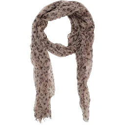 Beige Scarf with All-Over Print in Cashmere for Women