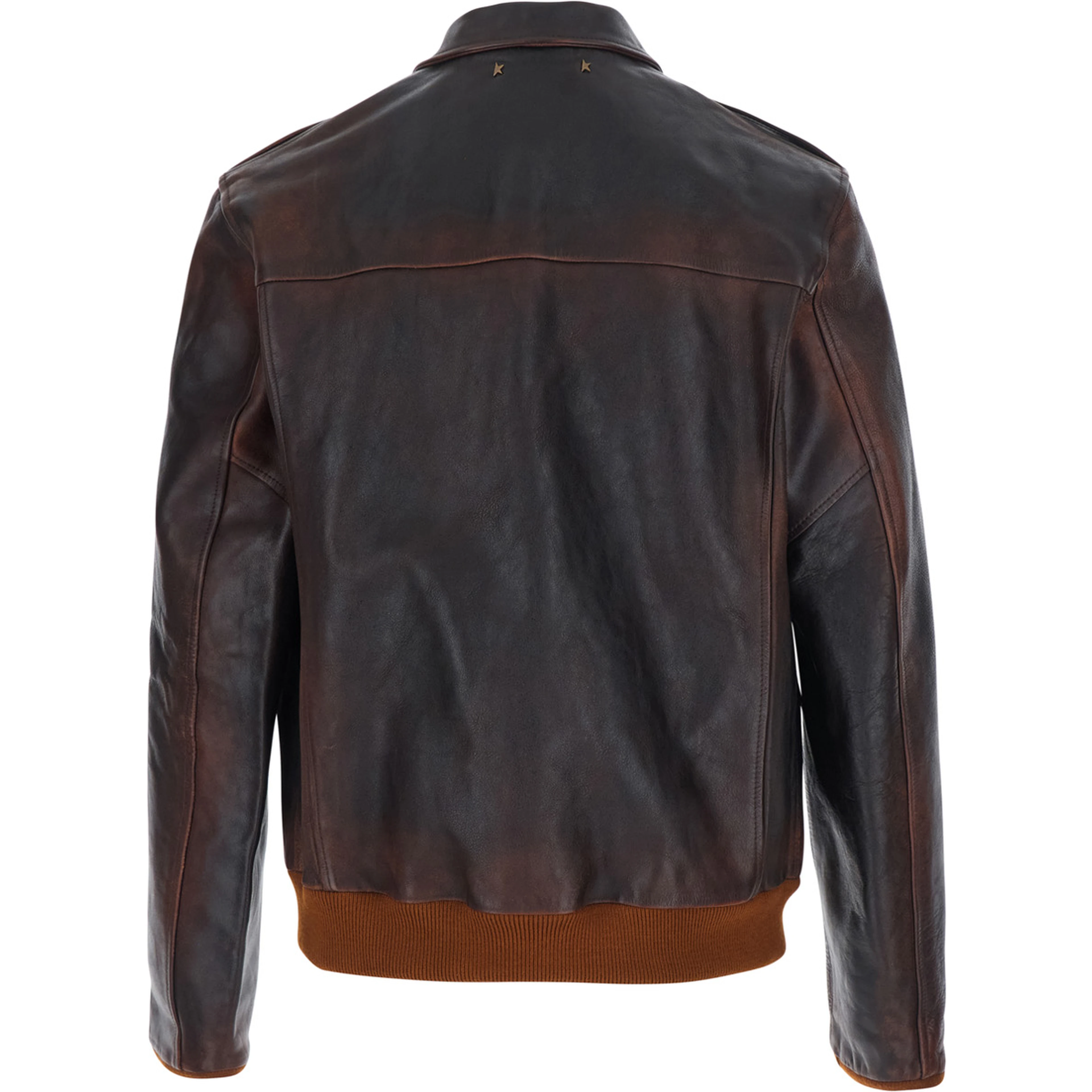 Leather Bandana Jacket with Cotton Collar and Long Sleeves for Men