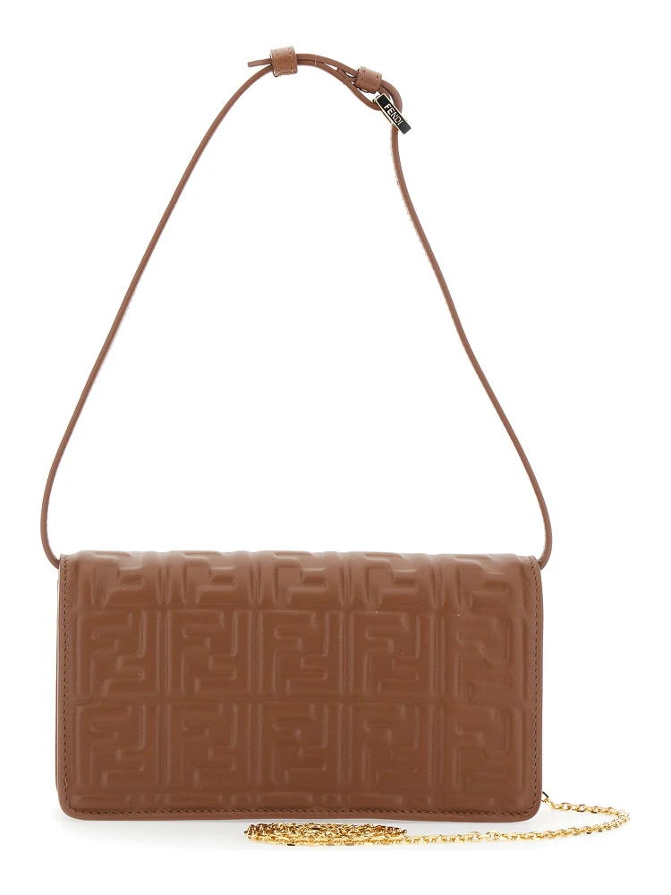 Brown Crossbody bag with FF All-Over Relief Motif in Leather for Women alternative