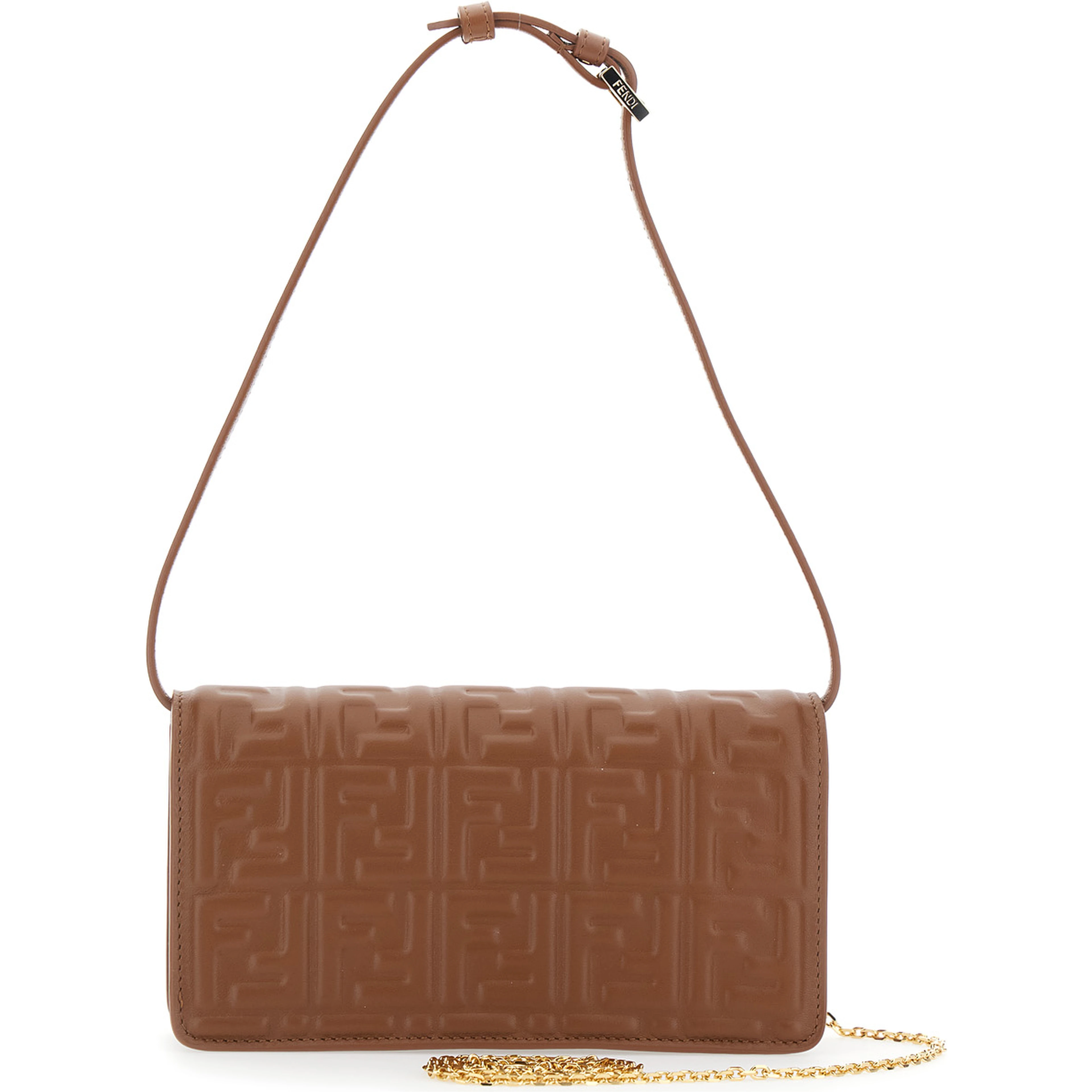 Brown Crossbody bag with FF All-Over Relief Motif in Leather for Women