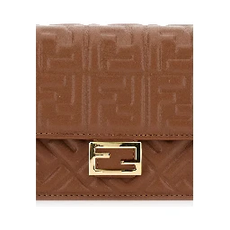 Brown Crossbody bag with FF All-Over Relief Motif in Leather for Women