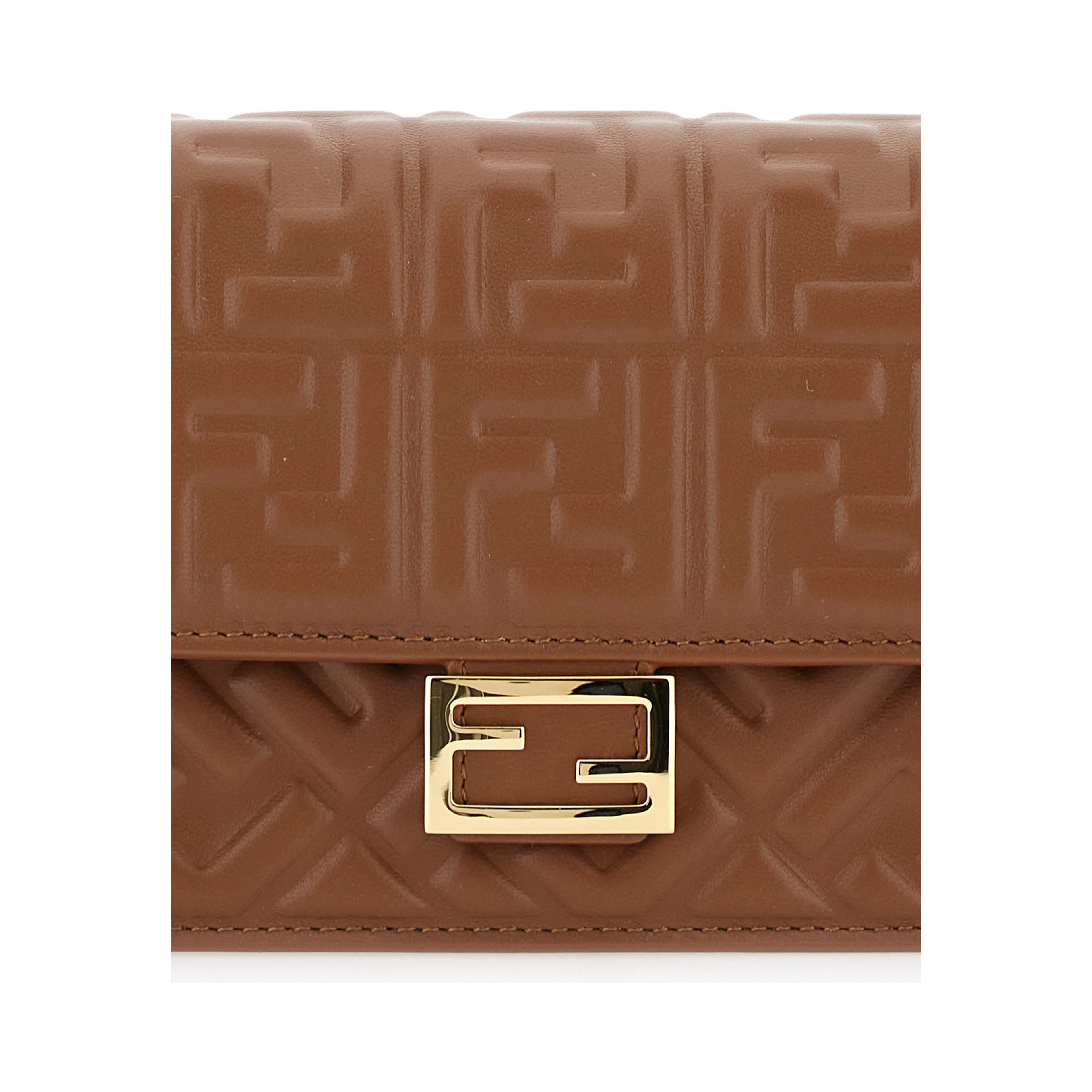Brown Crossbody bag with FF All-Over Relief Motif in Leather for Women