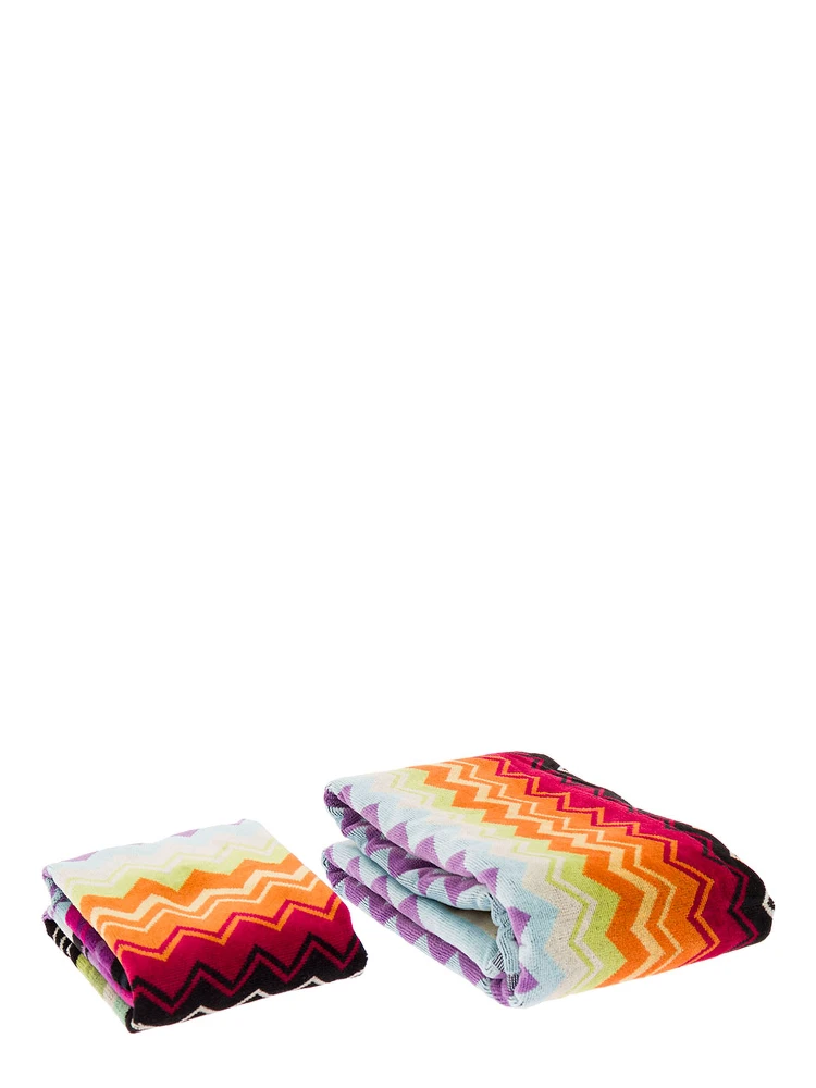 Giacomo Multicolor Cotton Towel Set with Zigzag Motif Unisex