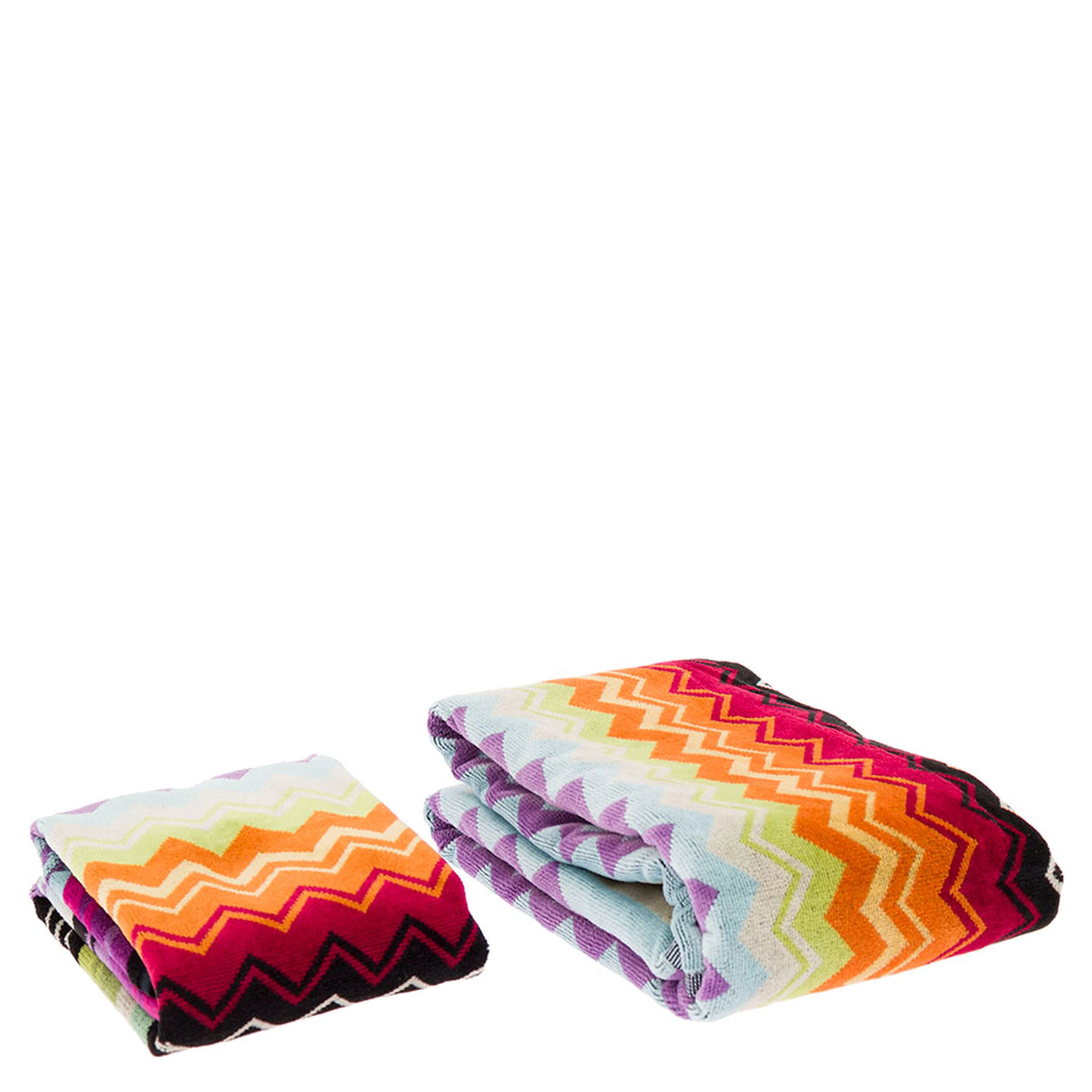 Giacomo Multicolor Cotton Towel Set with Zigzag Motif Unisex