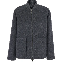 Coat with collar and long sleeves in Grey Fabric women