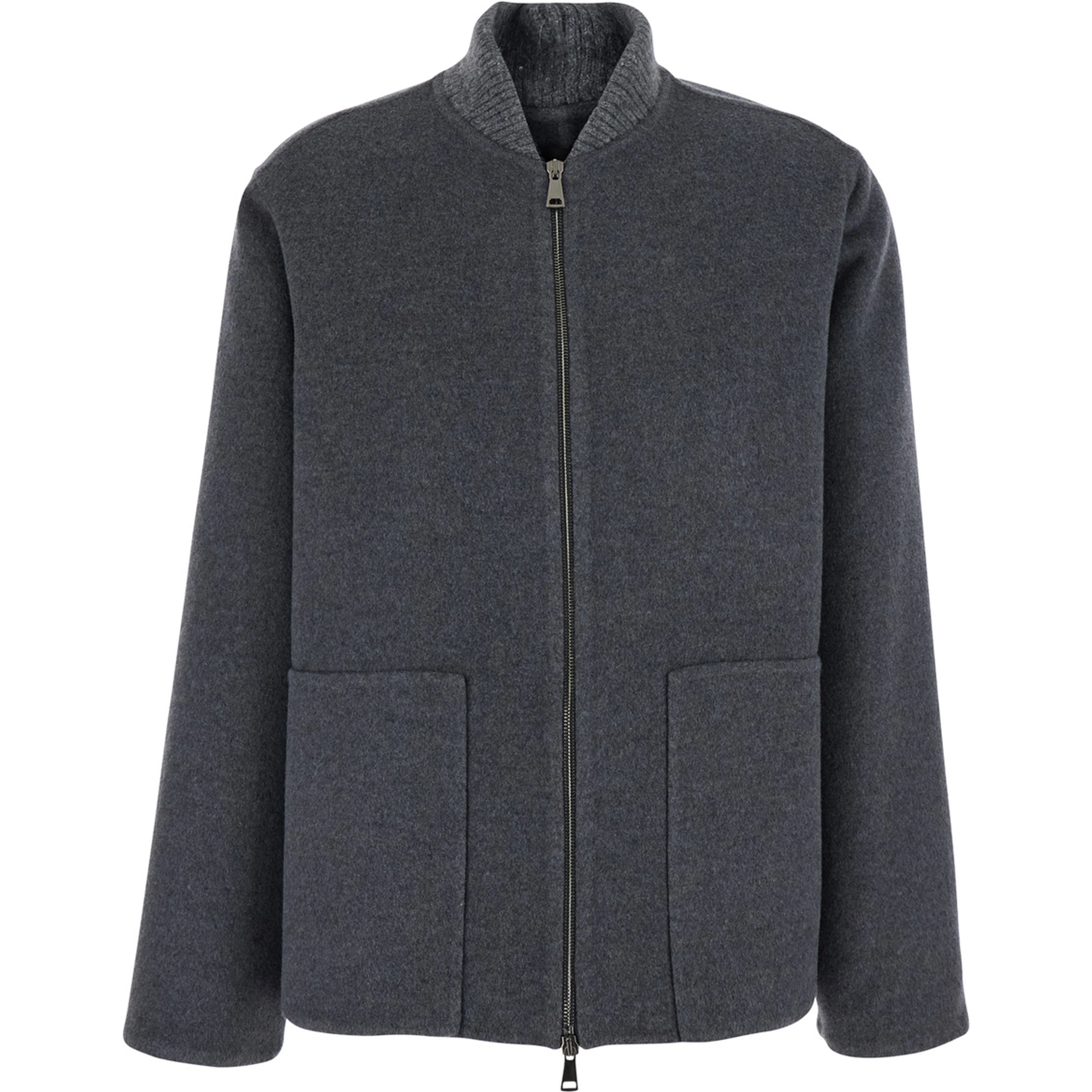 Coat with collar and long sleeves in Grey Fabric women
