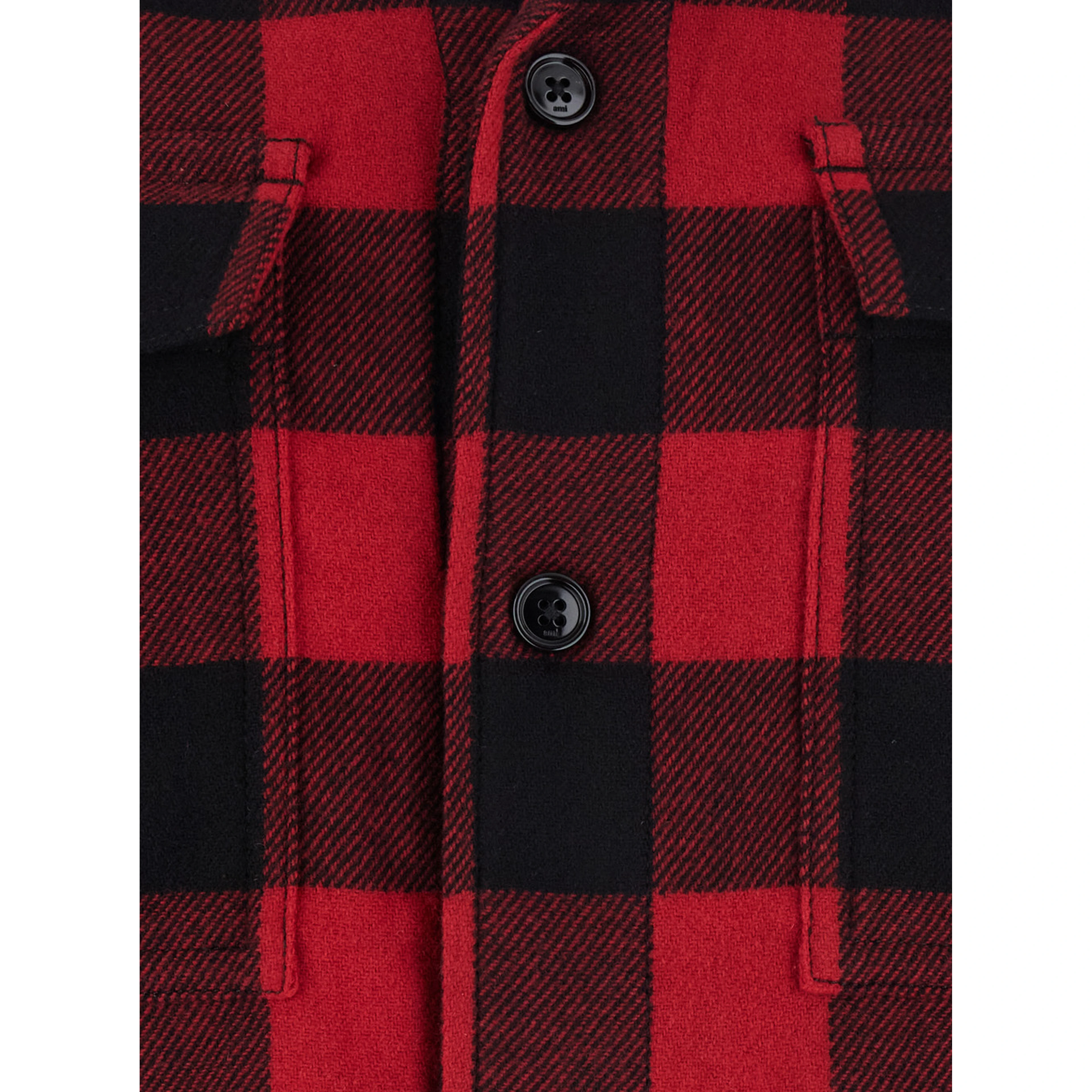 Red Cotton Overshirt with Bell Collar and Long Sleeves for Men