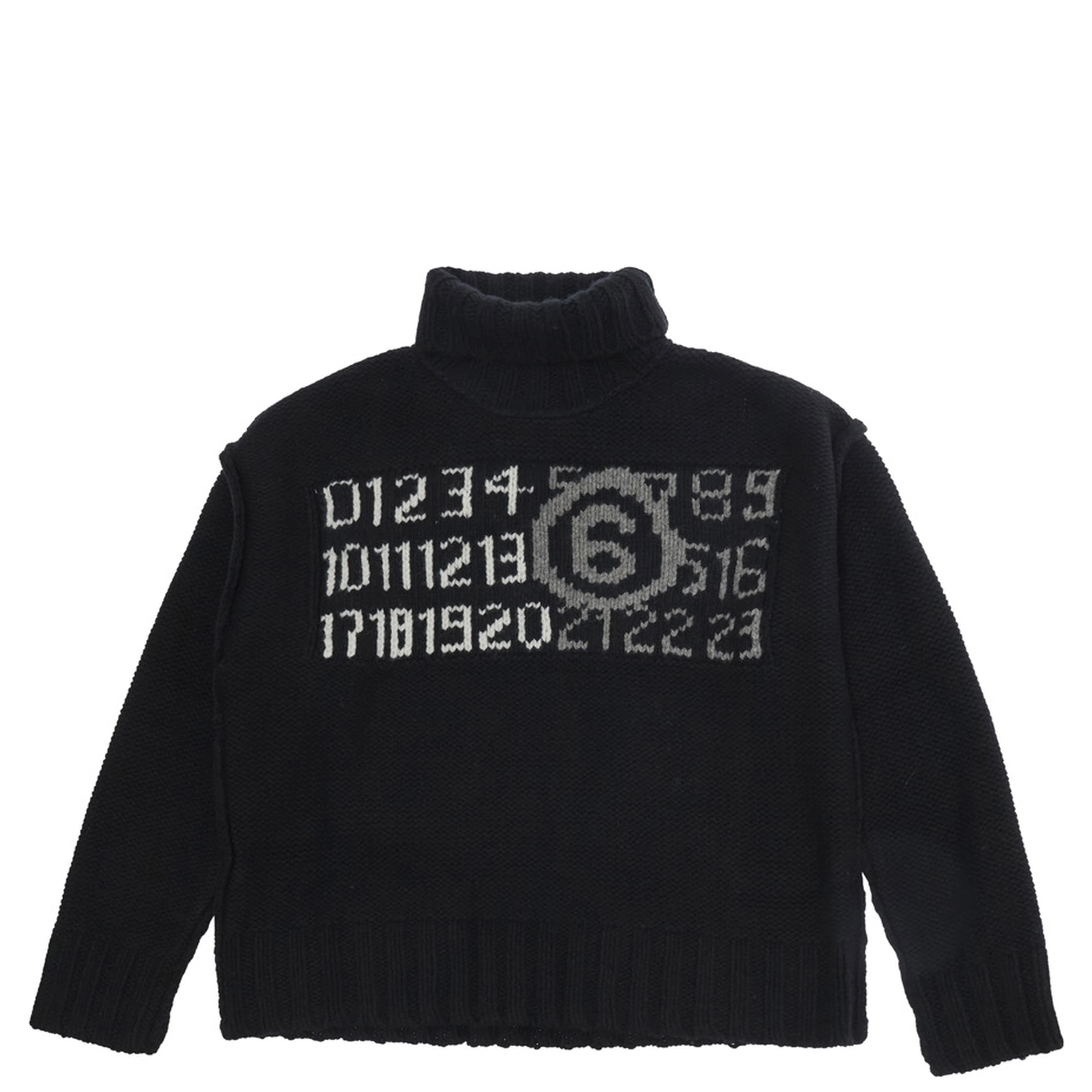 M61048MM08VMM6K62UM6900 is a sweater with a crew neck and long sleeves in black wool and nylon for boy