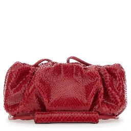 Pillow Red Clutch with shoulder strap and magnetic closure in leather for women