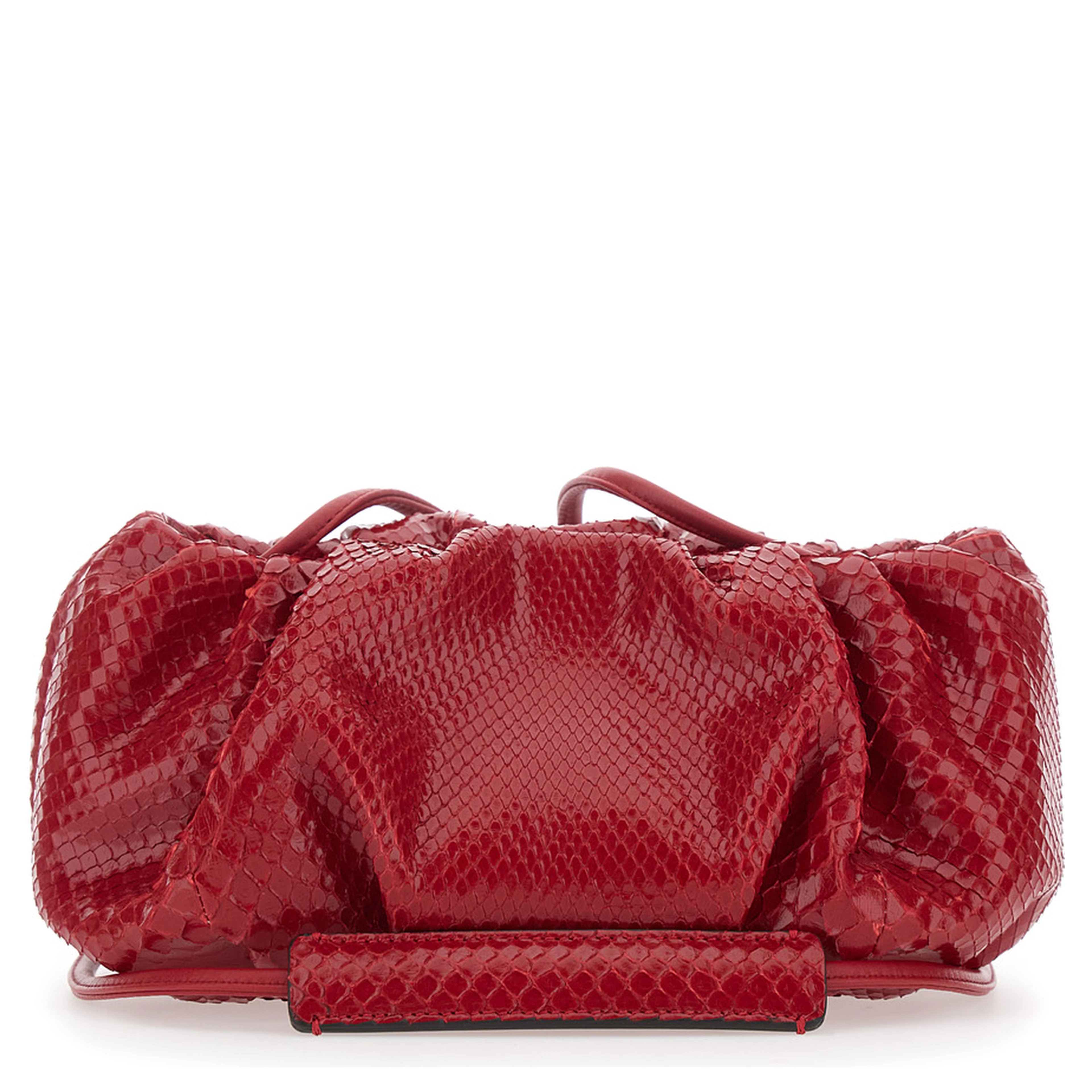 Pillow Red Clutch with shoulder strap and magnetic closure in leather for women