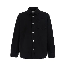 Overshirt AMI DE COEUR with classic collar and long sleeves in black cotton for men