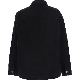 Overshirt AMI DE COEUR with classic collar and long sleeves in black cotton for men