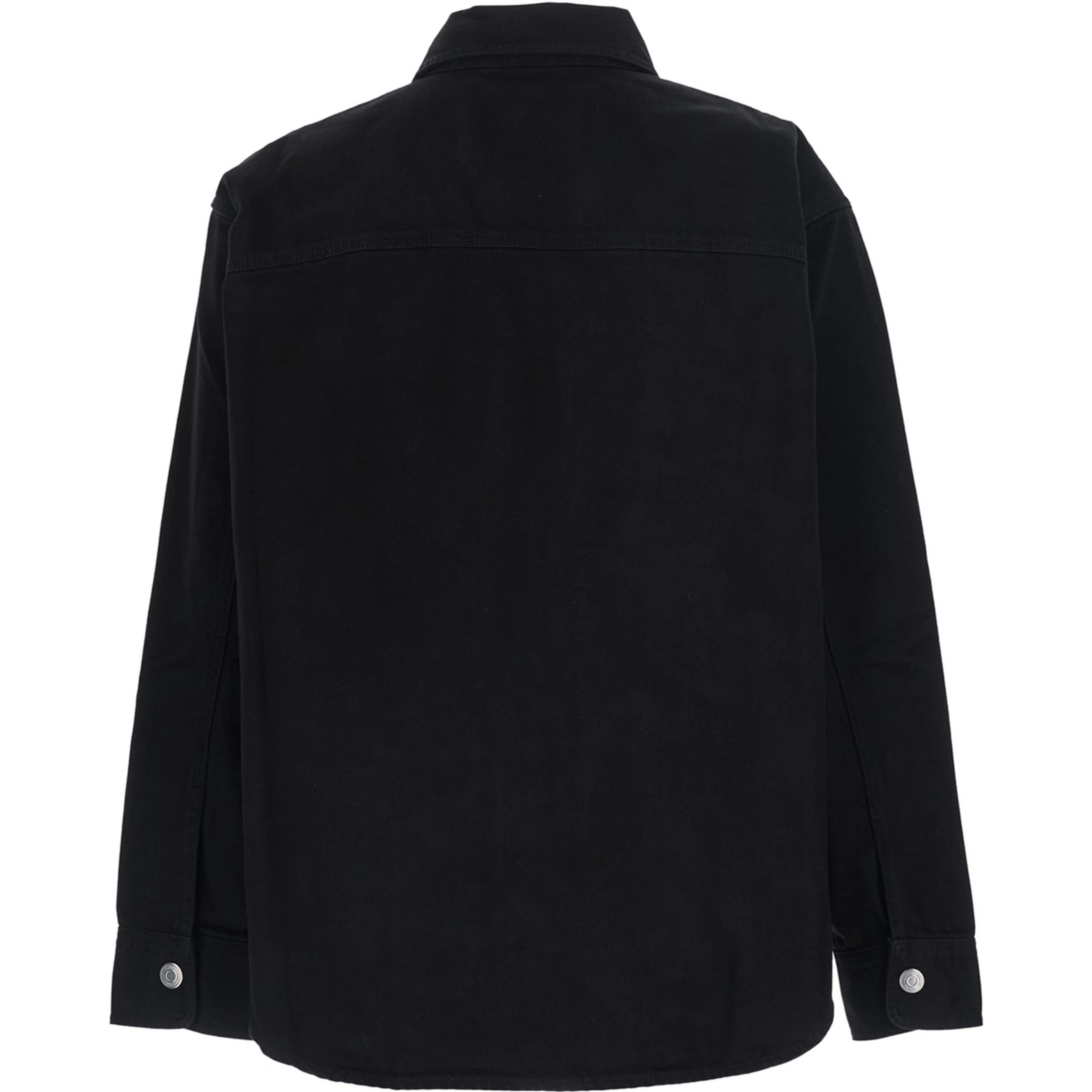 Overshirt AMI DE COEUR with classic collar and long sleeves in black cotton for men