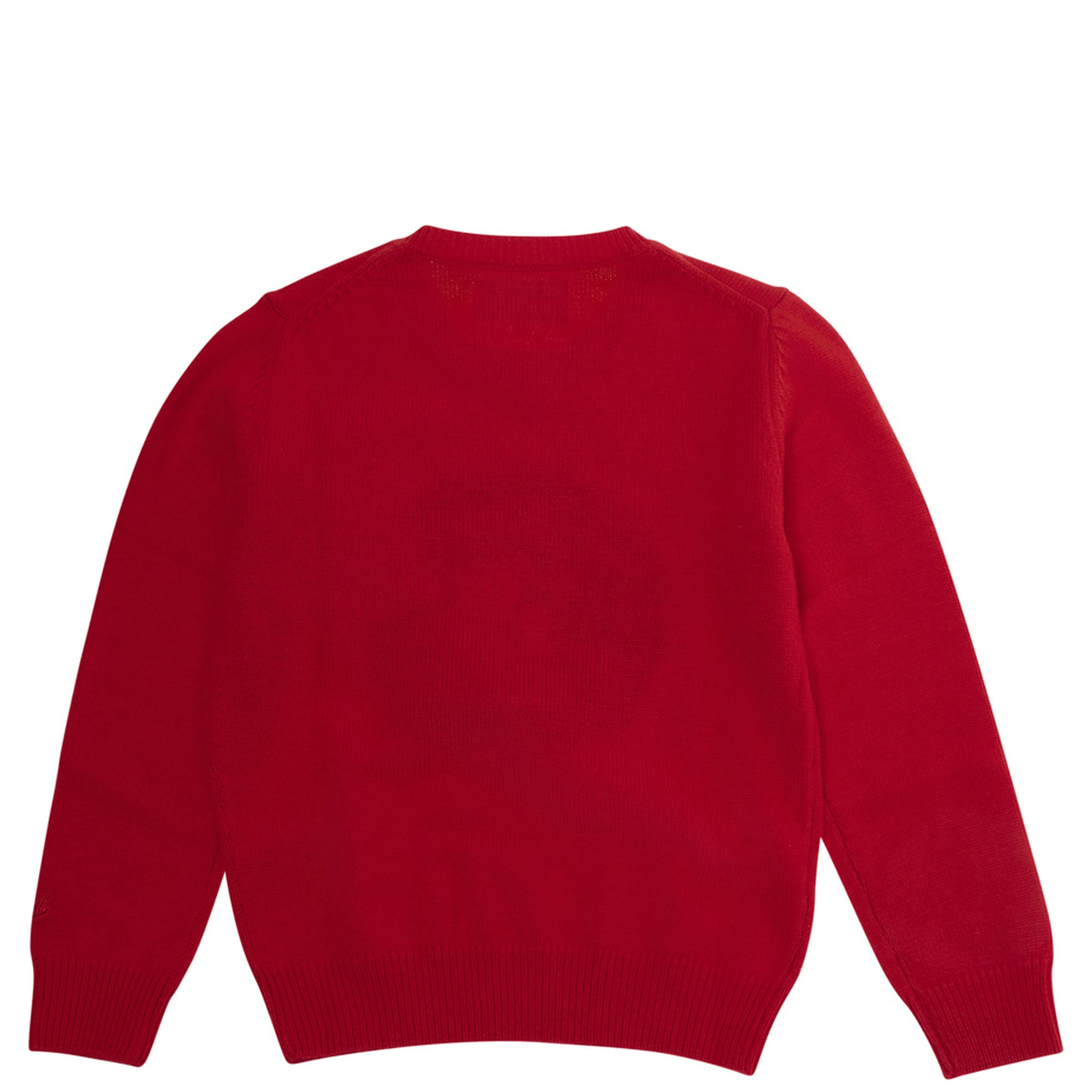 Womens red cashmere wool viscose and polyamide Snoopy patch crewneck sweater