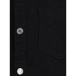 Overshirt AMI DE COEUR with classic collar and long sleeves in black cotton for men