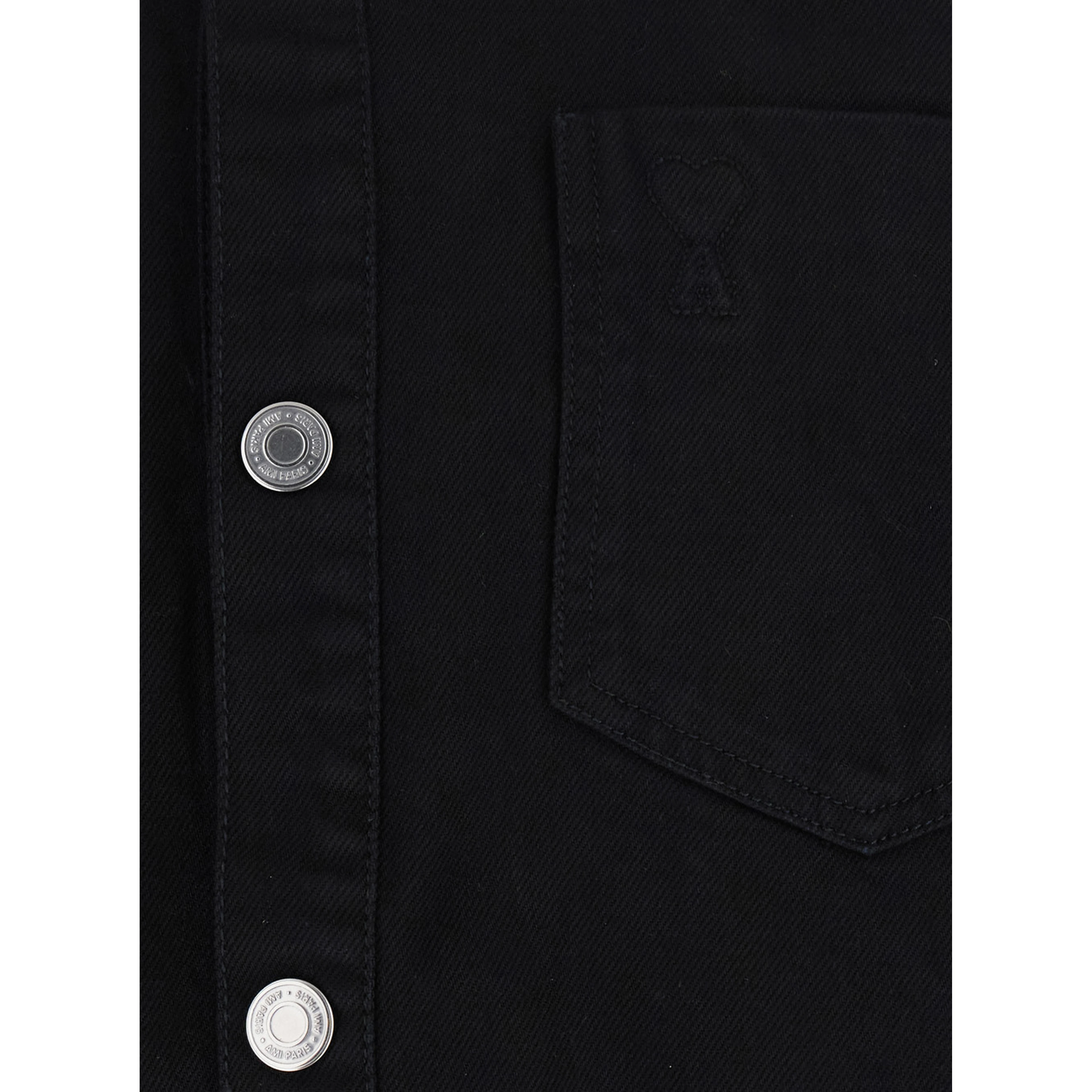 Overshirt AMI DE COEUR with classic collar and long sleeves in black cotton for men