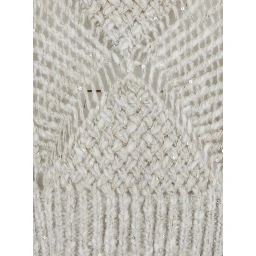 ASSIA Sweater with V-neck and long sleeves in white fabric for women